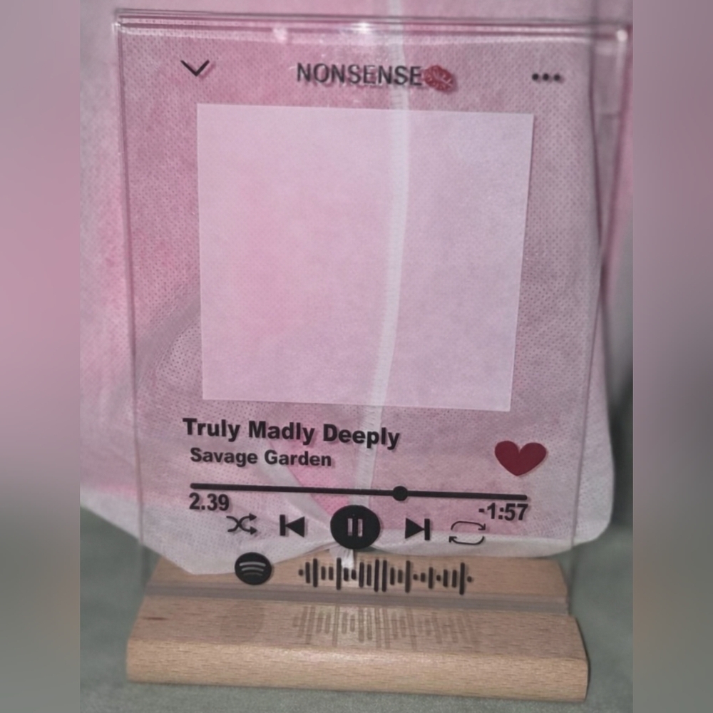 Custom Music Plaque with Stand. Insert Any Photo - Scan To Hear Song!